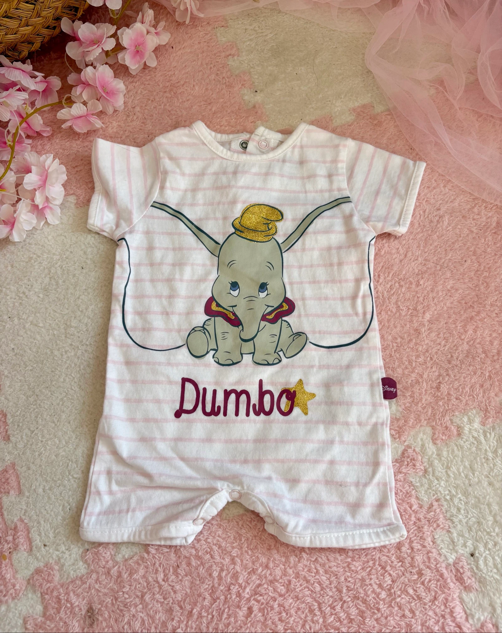 Barboteuse Disney Dumbo bébé fille 3 mois rose rayée – Excellent état